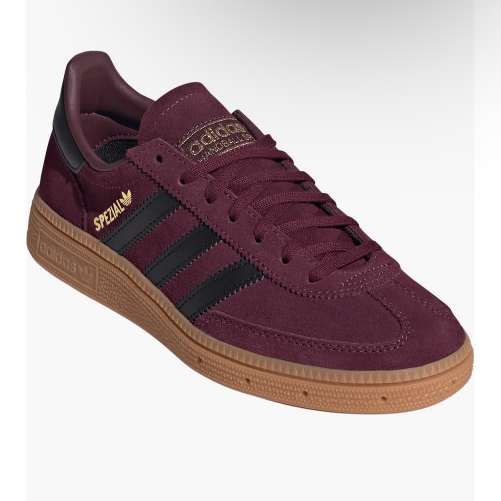 adidas Spezial Burgundy Suede Sneakers with Black Stripes and Gum Sole